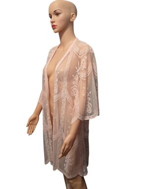 Miss Chievous All-Over Embroidered Lace Kimono Sz L/XL